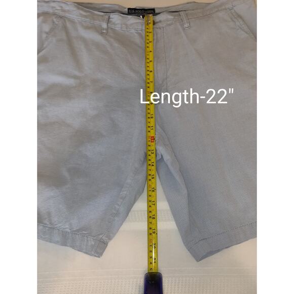US POLO ASSN Men's Bermuda Golf Shorts Sz 42 Blue White Pinstripes 100% Cotton - Picture 16 of 16